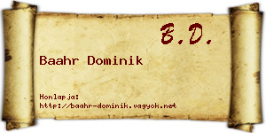 Baahr Dominik névjegykártya